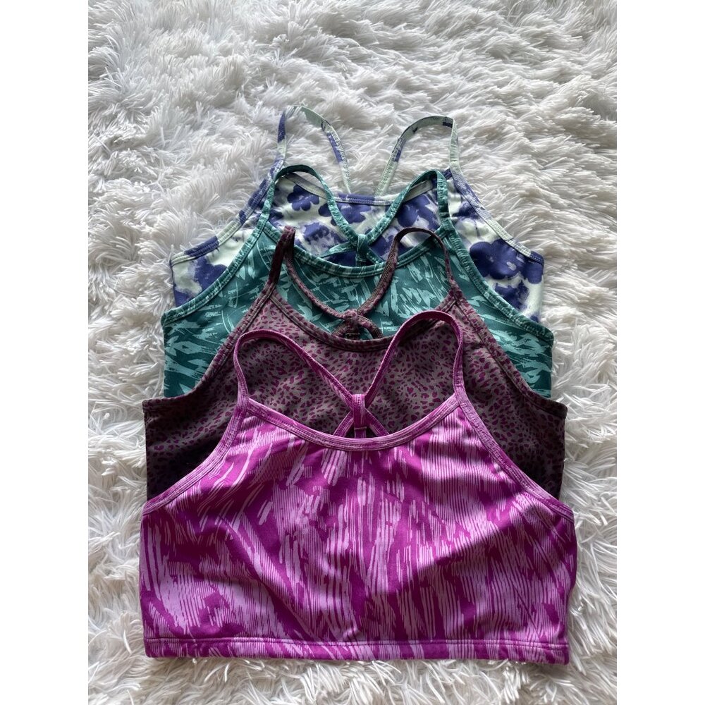 Z BY ZELLA Girl's Sports Bra Set Of 4 Assorted Patterns & Colors Size XL (14/16)